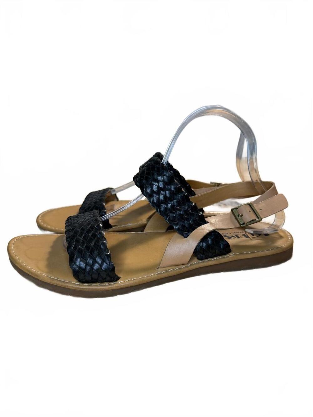 Kork- Ease Flat Black Sandals with Braided Straps Size 11